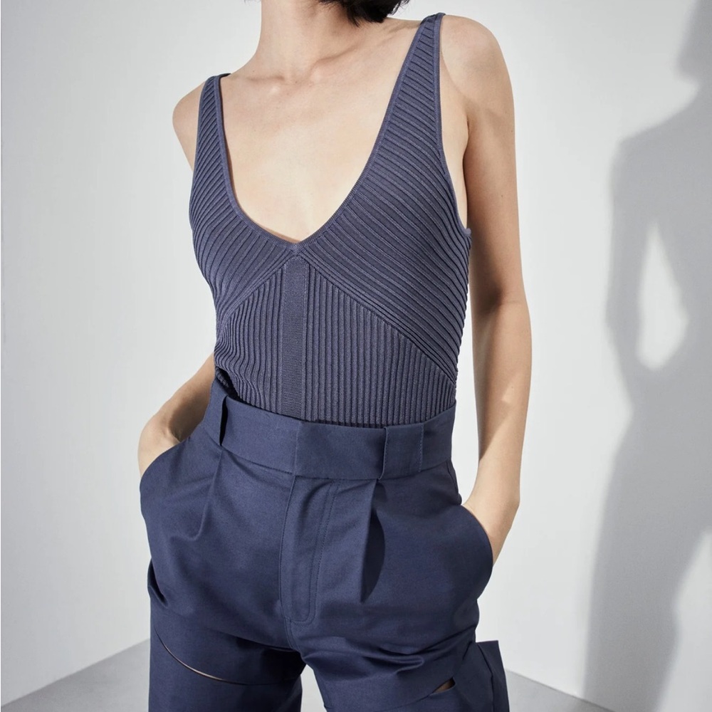 Et Ochs Blue Sarah Knit V-Neck Top, NWT